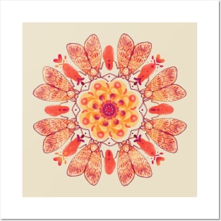 Tangerine Moth Mandala Posters and Art